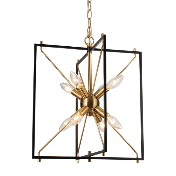 Nat 16" Wide Black 8-Light Chandelier