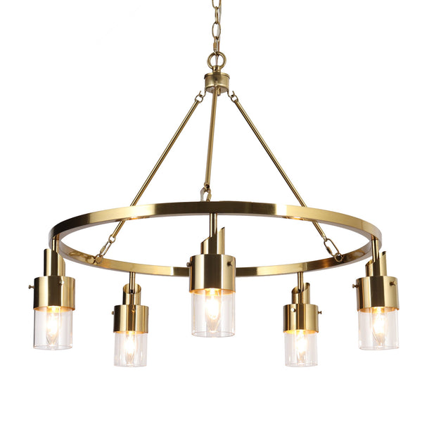 Fido 28" Wide Gold 5-Light Chandelier