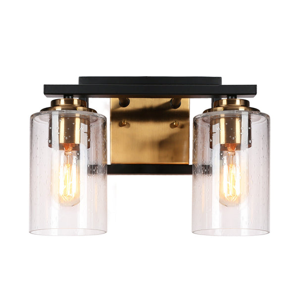 Lauro 12" Wide Black and Brass Vanity Light