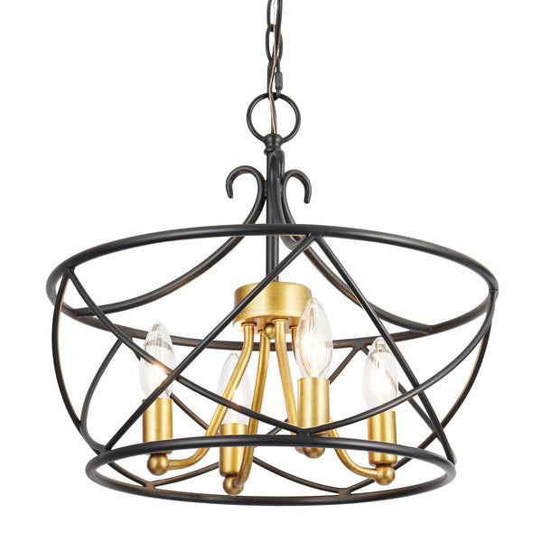 Batam 16" Wide Black Gold 4-Light Chandelier