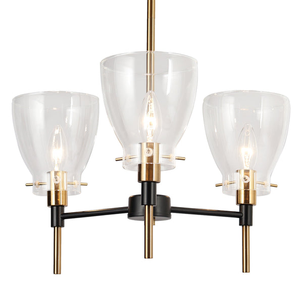 Corney 15" Wide Brass and Black Chandelier