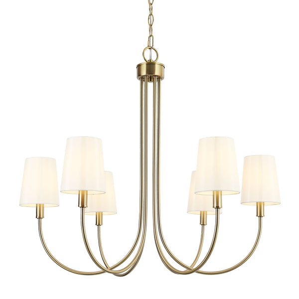 Hilbert 28" Wide Gold and Fabric Shade 6-Light Chandelier