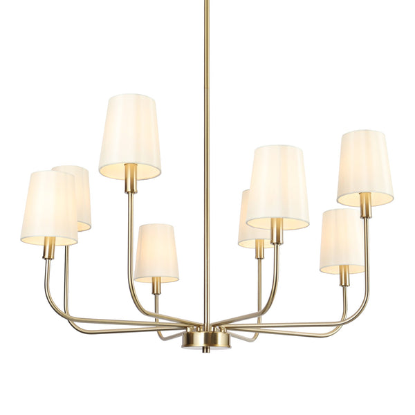 Naziha 31" Wide Gold and Fabric Shade 8-Light Chandelier