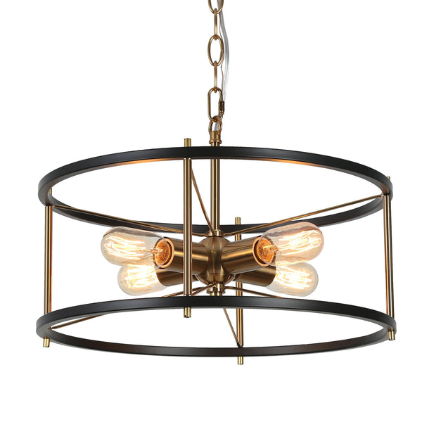 Geder 16" Wide Black and Brass 4-Light Chandelier