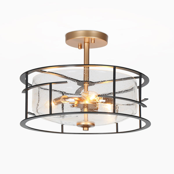 Cahal 15" Wide Gold and Black Ceiling Light